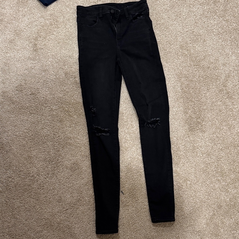 American Eagle Outfitters Black Ripped Skinny Jeans